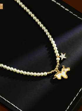 XKDDCT珍珠项链配饰女小众骨链高