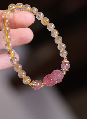 XKDDCT天然6MM金发晶手链女貔貅