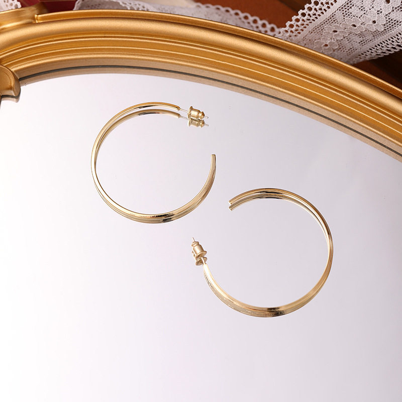 XKDDCT新款大素圆圈银针光面耳钉冷淡风高级感极简耳环经典欧美网