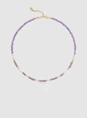 XKDDCT淡水紫水晶项链女天然珍珠