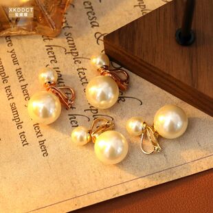 XKDDCT珍珠耳夹三角夹耳环女气质小众高级感铜镀14K金保色耳饰全