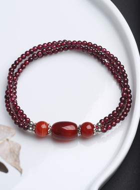 XKDDCT天然三合一石榴石手链红玛