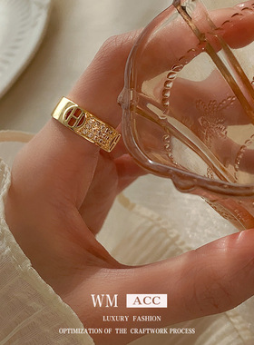 XKDDCT真金电镀锆石金属字母开口