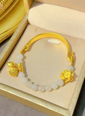 XKDDCT新中式莲花半镯女白玉莲子