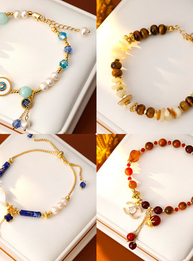 XKDDCT国风珍珠手链女款轻奢灰水