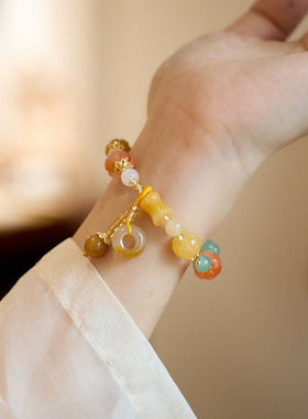 XKDDCT天然新疆金丝玉手链女愿望