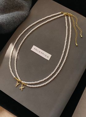 XKDDCT3mm施家仿珍珠字母项链女