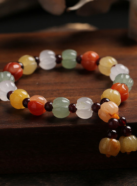 XKDDCT天然新疆金丝玉南瓜珠手链