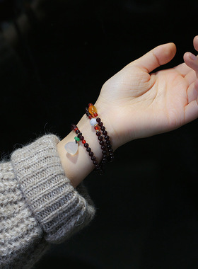 XKDDCT新款天然三圈石榴石手链