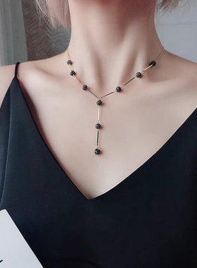 XKDDCT韩版高级感项链黑色钻球Y