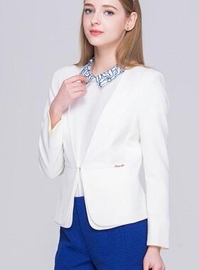 啦LG谷谷春秋款品牌正品白色时尚修身淑女百搭休闲西服EAC323G309
