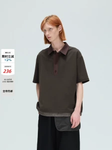 DECESOLO 26SS японская модная дышащая футболка-поло Solona с короткими рукавами и искусственным краем, футболка из двух частей