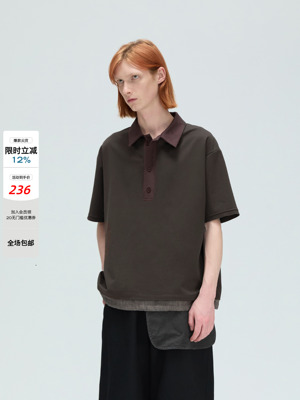 DECESOLO 26SS японская модная дышащая футболка-поло Solona с короткими рукавами и искусственным краем, футболка из двух частей