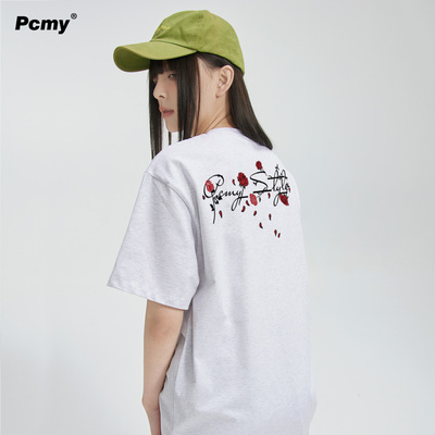 PCMY高级感潮牌花卉印花短袖T恤