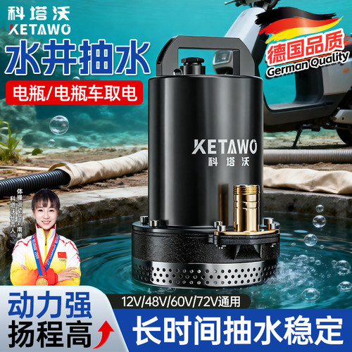 电瓶车专用抽水泵农村家用水井小型大功率直流潜水泵12V48V60V72V