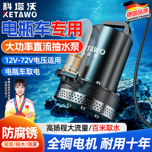 电瓶车专用直流抽水泵12V48V60V72V农用浇菜灌溉小型电动车潜水泵