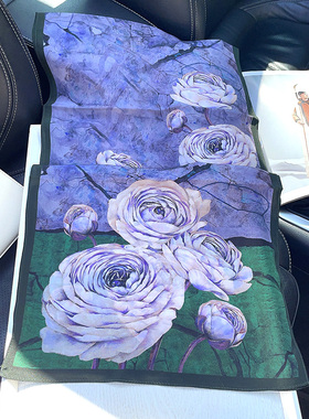 夏季冰凉真丝双绉长条丝巾出行拍照围巾薄款窄条空调小披肩防晒巾