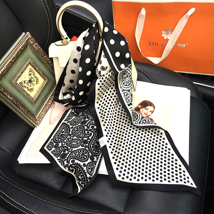 杭州丝绸飘带秋款双层丝巾桑蚕丝围巾女百搭衬衫时尚细窄长条领巾