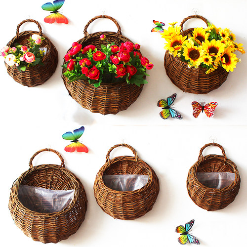 墙面装饰挂件壁挂花盆墙挂篮插花器仿真花绿植幼儿园墙上饰品创意