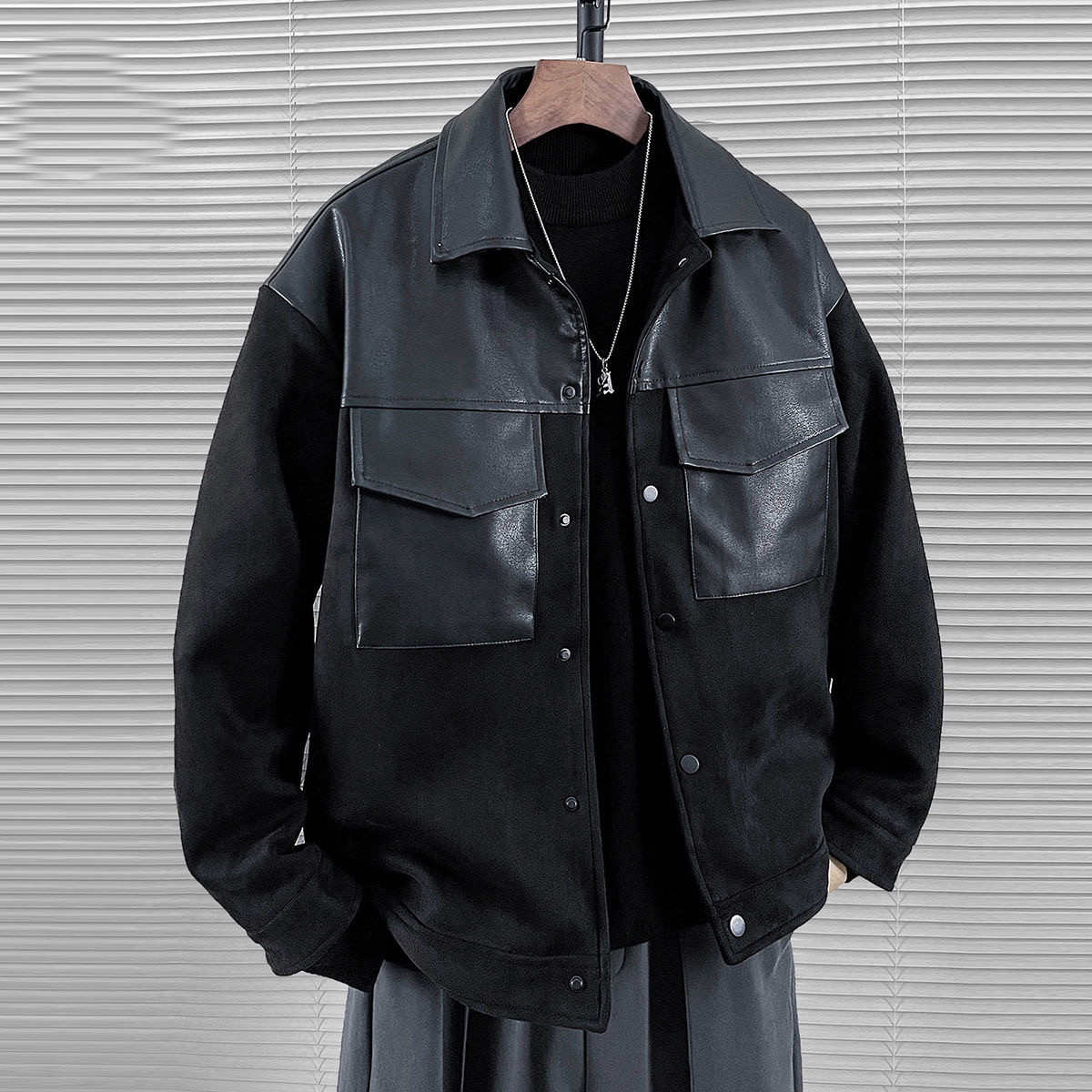 羊羔毛棉衣外套男鹿皮绒高级复古2024新款秋冬棉服皮衣夹克加厚潮