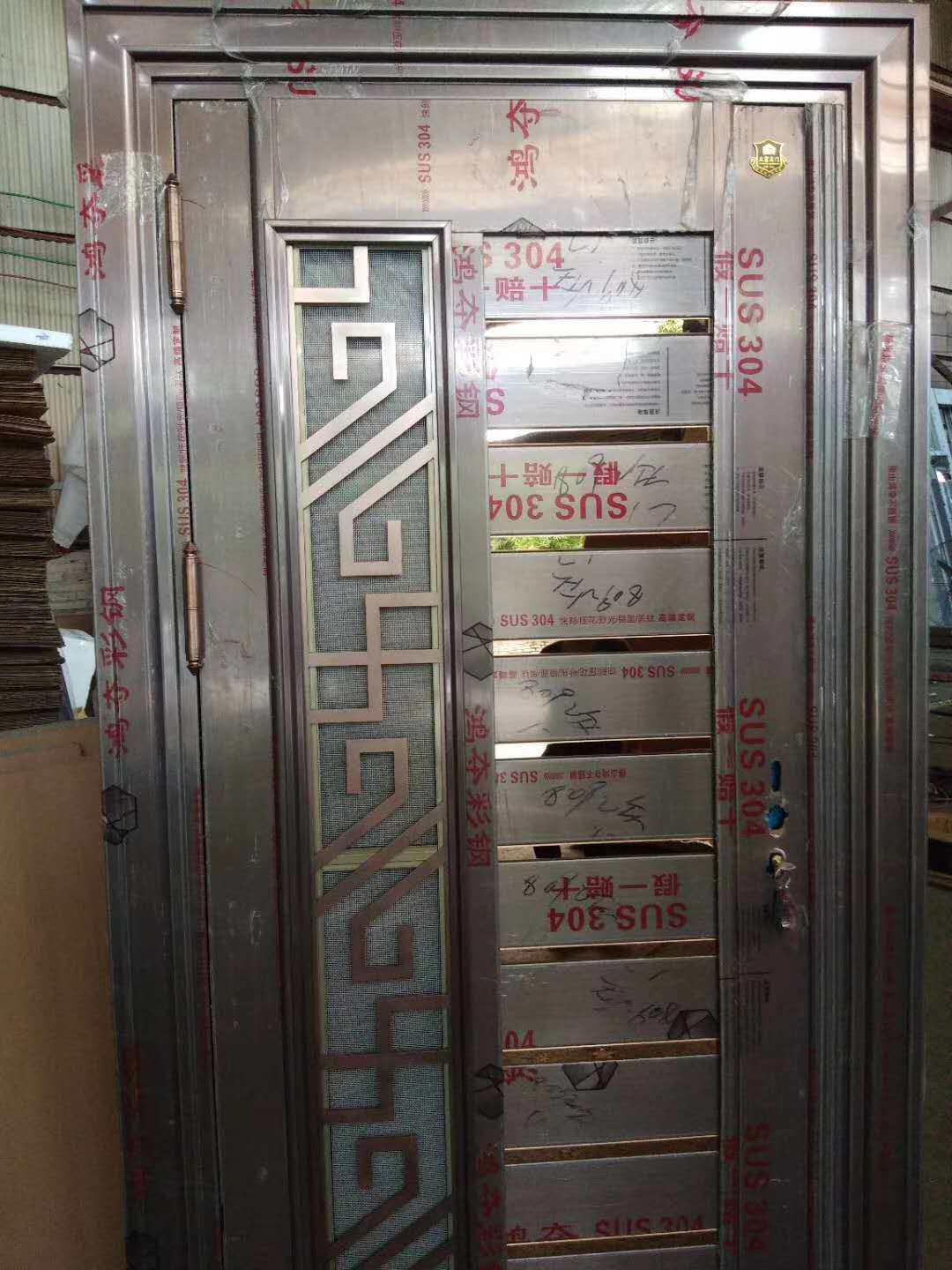 不锈钢新款大门304双农村家用小区单开门防盗门韩式推拉门门中门