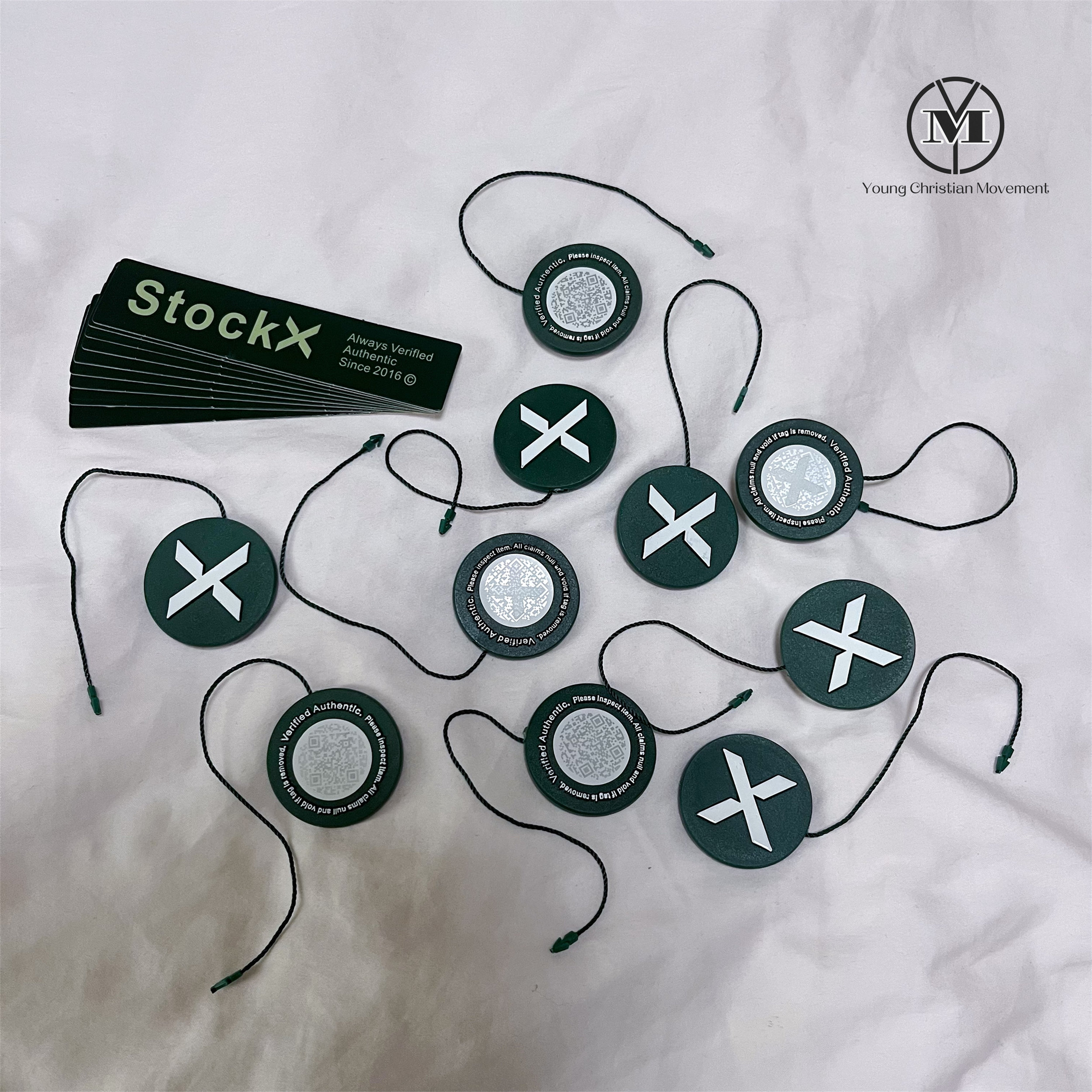 新款StockX墨绿色Diy绿叉吊牌扣