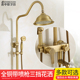全铜恒温复古花洒套装 浴室沐浴增压顶喷手喷冷热拉丝欧式 水龙头