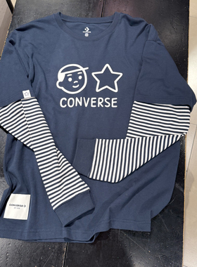 匡威Converse X Noritake拼接上衣假两件圆领套头长袖T恤UCH888