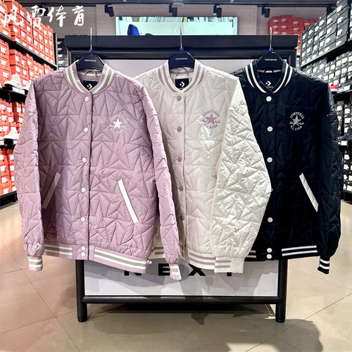 匡威星星绗缝棒球服女刺绣夹克