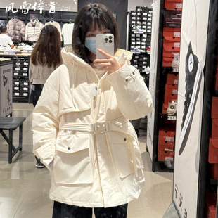 CONVERSE匡威秋冬女款防风拒水口袋工装风中长款羽绒服10026923