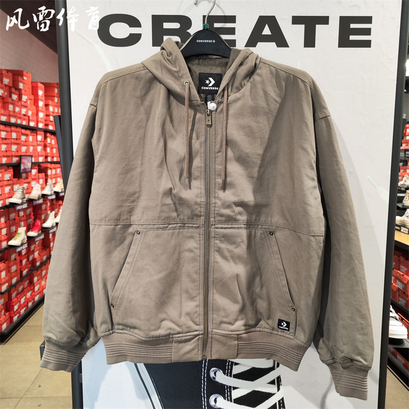 秋冬复古拉链连帽休闲夹克外套