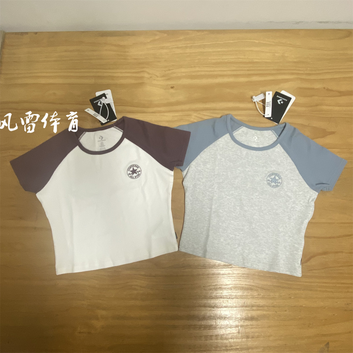 Converse匡威女子高腰显瘦经典刺绣插肩袖舒适短袖T恤10027396