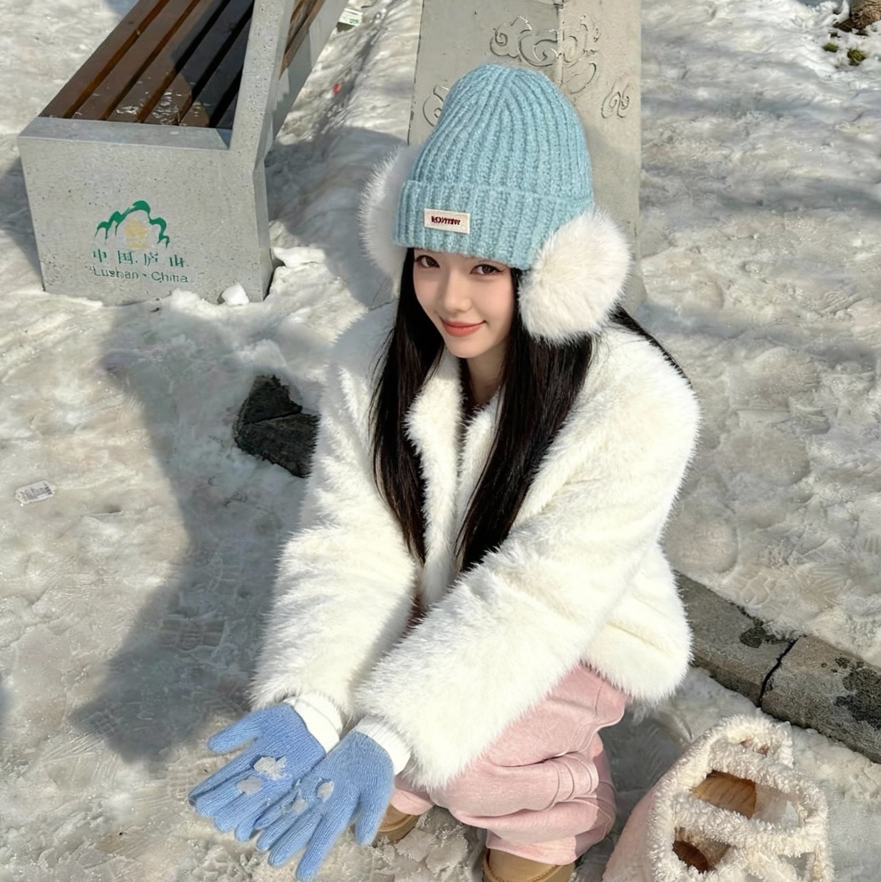 帽子显脸小粉色针织帽女大头围宽松毛线帽川西雪地冬季保暖冷帽男