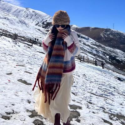 升级版加厚围巾女冬季韩系氛围高级感仿马海毛美拉德保暖围脖披肩