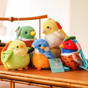 正版多爱系列仿真挂件摆件玩偶挂饰鸟窝麻雀飞禽包包毛绒小鸟礼品