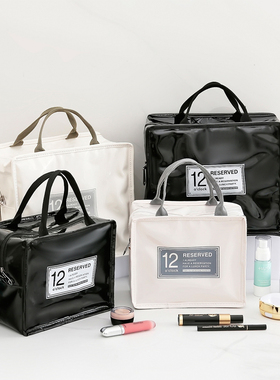 旅行便携洗漱包可爱多功能出差大容量化妆收纳包版PU保温便当包