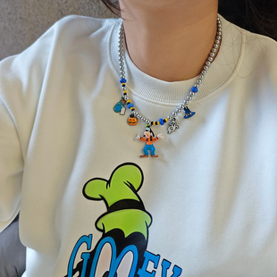 原创迪士尼高飞卡通吊坠可爱项链嘻哈锁骨链小众配饰 JMH小吴同学