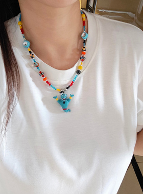 JMH小吴同学 原创迪士尼阿拉丁神灯多巴胺彩色项链小众甜酷锁骨链