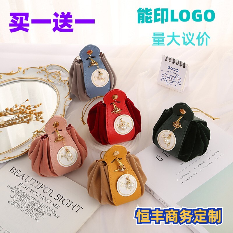 创意LOGO定制植绒喜糖袋子礼糖盒婚礼高档糖果包束口手提布礼包袋