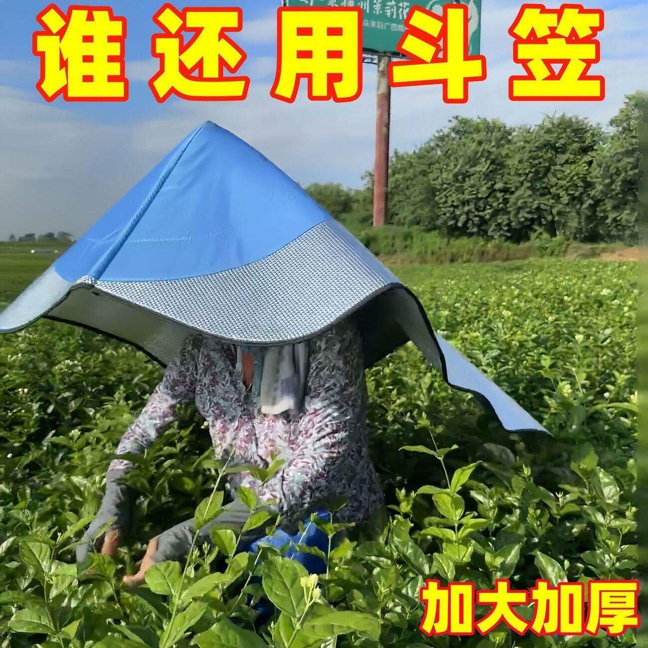 户外采茶防晒斗笠帽披风女士