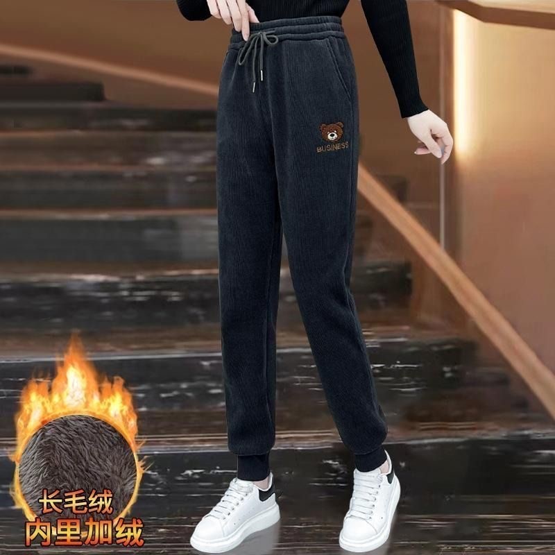 灯芯绒哈伦裤女秋冬加绒裤子大码直筒休闲中年妈妈灯芯绒女裤2025