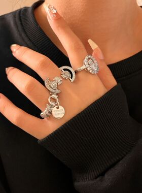 女合金小众设计西太后开口戒指