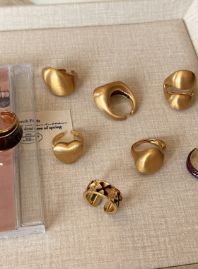 安哥拉红系列珐琅滴油铜戒指开口法式复古轻奢质感精致简约女戒指