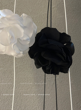 锁骨链女花朵绑带项链山茶花