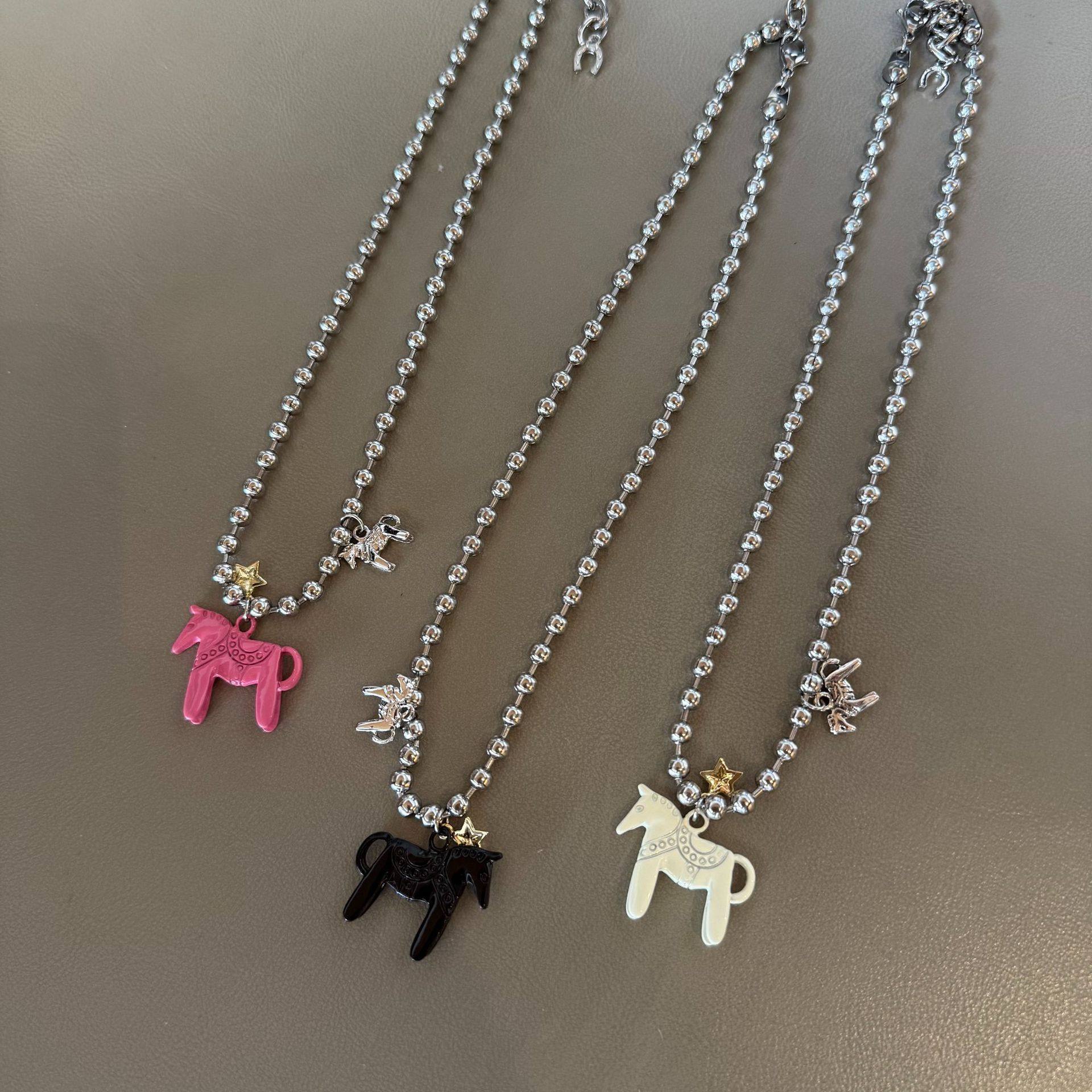 韩国东大门同款卡通彩色小马星星时尚球球ins小众项链女