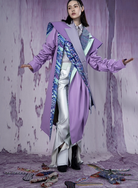 商拍紫色墙肌理油画写真人像拍摄杂志摄影纸背景布加厚无缝布破墙