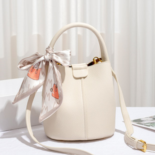 子母菜蓝子女包手提包包2025新款 包包女荔枝纹单肩通勤斜挎水桶