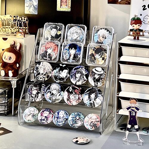 透明立牌吧唧阶梯式置物架收纳盒多层桌面展示架大容量整理收纳架