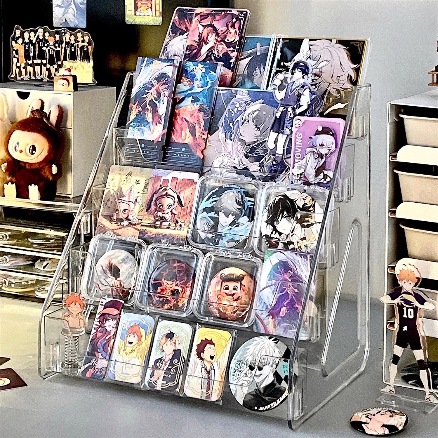 吧唧展示架桌面透明阶梯置物架