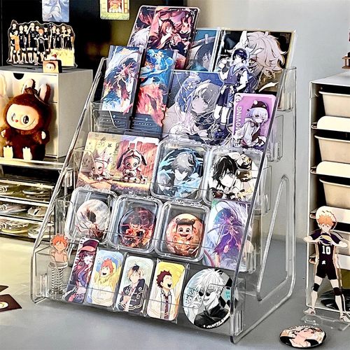 吧唧展示架桌面透明阶梯置物架